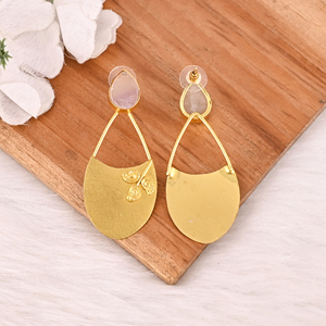 Boucles d'oreilles en laiton avec pierres précieuses naturelles multi-fluorite, bijoux tendance pour femmes - Product Image 5