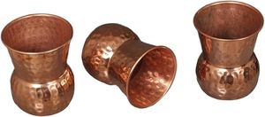 Vasos de cobre hechos a mano con acabado martillado tradicional, vasos metálicos para agua, jugo, cócteles, duraderos para uso en cocina, comedor y bar. - Product Image 3