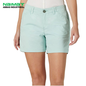 Women Summer Chino Shorts Casual Mint Green Cotton Twill Shorts Mid Rise Slim Fit Walking Shorts Lady Work Pants - Product Image 1
