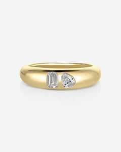 Toi Et Moi <b>Emerald</b> Pear Wedding Bands 14k Solid Gold Cloud Two Stone Puffy Dome Stackable Wide <b>Rings</b> Lab Grown Diamond Wholesale - Product Image 1