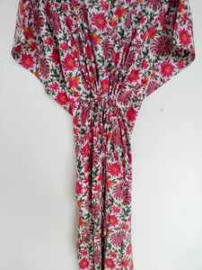 ชุดคาฟตันผ้าฝ้ายอินเดีย งานแฮนด์เมด ชุดคลุมชายหาด คิโมโน โรบ โบฮีเมียน ชุดลำลองฤดูร้อน สำหรับใส่ไปเที่ยวพักผ่อน - Product Image 5