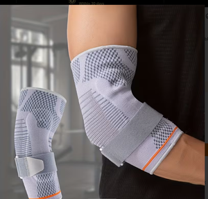 HAWK SPORTS INDUSTRIES Adjustable Breathable Elbow Support Sleeve for Football Basic Protection Unisex Hook Loop Closure Gray - Product Image 1