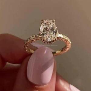 แหวนหมั้นเพชรโมอิสซาไนต์ทรงรี สไตล์วินเทจ เงินแท้ 925 ประดับแบบ Prong Set แหวนแต่งงานสไตล์อาร์ตเดโค ของขวัญครบรอบสำหรับผู้หญิง - Product Image 5