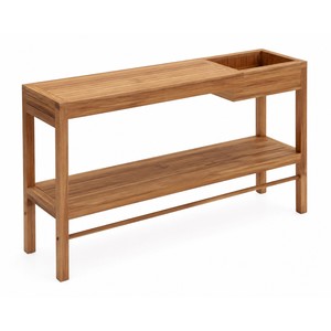 Table console d'extérieur rectangulaire en teck, style mid-century modern, avec bac à plantes - Meubles de jardin écologiques en gros - Product Image 1