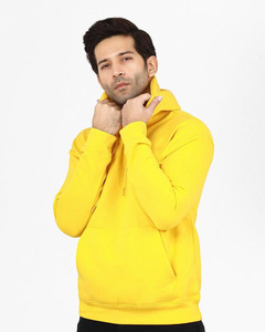เสื้อฮู้ดสีเหลืองสำหรับผู้ชาย ทรงปกติ ผ้าฝ้ายเฟรนช์เทอร์รี่ สวมใส่สบายๆ ในฤดูใบไม้ร่วง - Product Image 4