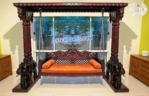 ชิงช้าไม้สักเคลือบวอลนัทสำหรับตกแต่งบ้าน งานฝีมือชิงช้าไม้สำหรับห้องนั่งเล่น สีน้ำตาลเงาสำหรับตกแต่งบ้าน สหราชอาณาจักร - Product Image 5