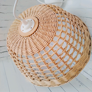 Pantalla de Lámpara de Mimbre Rústico de Ratán Negro 100% Hecha a Mano, Estilo Mediterráneo Chino, Ecológica, Forma de Colgante, Alta Calidad - Product Image 4