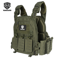 Gilet tactique vert OD avec porte-plaques et trois pochettes pour la chasse et le fitness, directement de l'usine