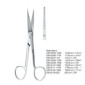 Ciseaux chirurgicaux courbés à lame tranchante et à pointe arrondie en acier inoxydable 10,5 cm, certifiés CE, instrument de chirurgie générale - Product Image 1