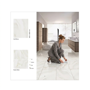 Diseño de Mármol Azul Bianco, Baldosas de Porcelana Nano Pulida de 600x600mm y 20mm, Colección de Pisos Brillantes GVT para Baño - Product Image 1