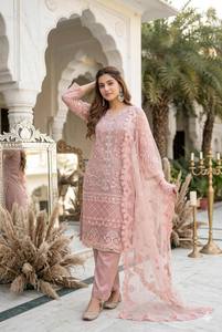 Salwar Kameez Verde Bordado de Secado Rápido para Mujer, Estilo Moderno, Largo hasta el Tobillo, Corte Regular, Estilo India/Pakistán, para Fiestas - Product Image 2