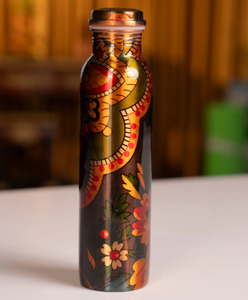 Premium Grade Pure Copper Flask Smooth Glossy Finish Printed Decorative Artwork <b>Metallic</b> Gloss Leakproof Screw <b>Top</b> - Product Image 6