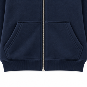 Sudadera con capucha de lana polar para mujer, azul marino, con cremallera, bordado de animales, trineo de Papá Noel, reno y copo de nieve, informal, para Navidad e invierno - Product Image 5