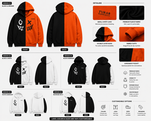 Sudadera Unisex Negra con Capucha y Cremallera, Forro Polar, Manga Raglán, Ajuste Regular, Estilo Casual Urbano, Ropa de Invierno, Bolsillo con Bloques de Color - Product Image 6