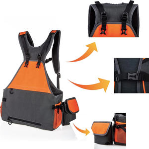 Gilet de chasse haute visibilité orange fluo respirant avec poches pour cartouches et porte-bouteilles - Product Image 6