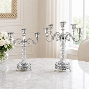 Modern Brass <b>Candle</b> Stand with Three Glass Holders for Home Office and Hotel Decoration At <b>Cheap</b> Price - Product Image 1