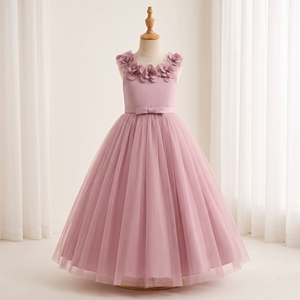 Vestido de Niña para Damas de Honor, Color Malva, Estilo Princesa de Lujo, para Bodas, Desfiles de Moda, Actuaciones, Vestidos Formales Infantiles - Product Image 1