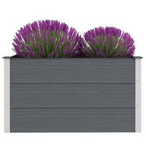 Bac à fleurs élégant en composite bois-plastique gris et aluminium surélevé - Product Image 3