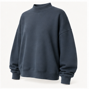 Sudadera Personalizada para Mujer, Color Gris Carbón, Cuello Alto Simulado, Hombros Caídos, Manga Larga, Modelo WSS-0001 - Product Image 2