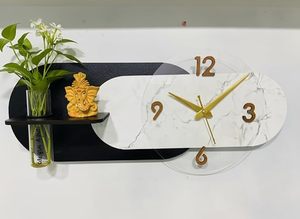 Reloj de Pared Moderno Ovalado de Cuarzo Analógico con Batería y Estante de 24 cm x 57 cm para Colgar en la Sala de Estar o el Dormitorio - Product Image 5