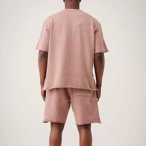 Ensemble de survêtement d'été pour homme en coton épais personnalisé, délavé à l'acide, respirant, haute qualité, avec t-shirt et short - Product Image 3