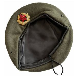<b>Navy</b> Blue Wool Beret With Red Star Emblem For Men Formal Spring Autumn Wear Pure Wool Beret <b>Hat</b> Premium Quality Custom Logo - Product Image 3