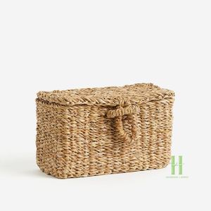 BEST PRICE Natural Seagrass <b>Storage</b> Box with Lid Handmade Woven Basket Eco Friendly Organizer for Home <b>Storage</b> Decoration - Product Image 6