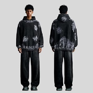 Sudadera con Capucha Gráfica para Hombre, Estilo Oversize, Lavado Ácido, con Estampado de Grafiti, de Forro Polar Grueso - Product Image 5