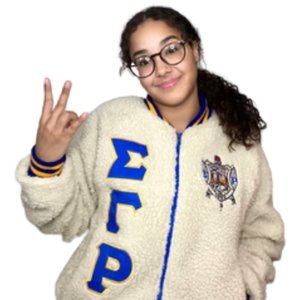 เสื้อแจ็คเก็ตบอมเบอร์ Sigma Gamma Rho ปักลายเชนิลล์ เสื้อผ้าสำหรับชมรมนักศึกษากรีก เสื้อโค้ทกันหนาวคุณภาพพรีเมียมสำหรับผู้หญิง - Product Image 5