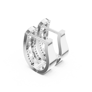 ต่างหูแบบห่วงทรง Huggie หลายแถว ประดับเพชรทรงบริลเลียนต์ 10 กะรัต สีขาว ทองคำขาว ชุบโรเดียม 0.39 กะรัต สำหรับผู้หญิง ดีไซน์ทันสมัย เหมาะสำหรับงานแต่งงาน - Product Image 2