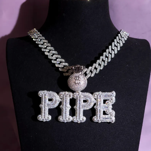 Pendentif Moissanite Iced Out Pimp en forme de sac d'argent, collier à maillons cubains, bijoux de luxe Hip Hop pour hommes - Product Image 1