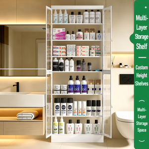 Vitrine moderne à poser derrière une porte avec portes en acrylique transparent, organisateur de rangement multi-niveaux pour objets de collection, figurines et décoration intérieure - Product Image 2