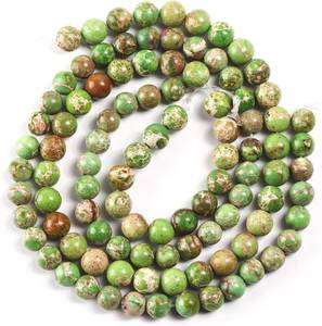 Perles de pierre précieuse lisses et rondes en Jaspe de mer vert citron naturel, brin complet de 15,5 pouces, certifiées IGI du Rajasthan, pour la fabrication de bijoux - Product Image 6