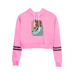 Automne femmes 100% coton personnalisé imprimé brodé Logo avant Badge haute qualité hiver Streetwear à capuche haut court à capuche - Product Image 2