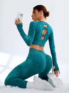 Activewear 2 Piece Set Women Camouflage Texture Backless Gym Top with Tummy Control Circular Knit Athletic Leggings Suit - Product Image 4