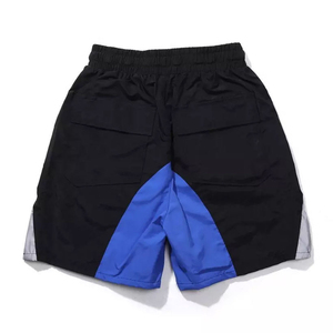 Men's Black Blue Gray Color Blocked Polyester Shorts With Yellow Drawstring Zip Pockets Quick Dry Sporty <b>Mid</b> Waist Design - Product Image 2