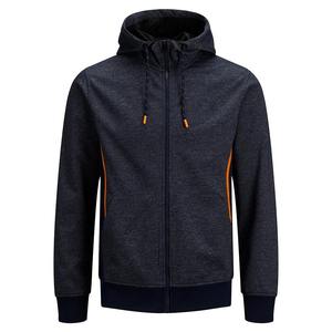 Sweat-shirt à capuche gris pour homme, fermeture éclair intégrale, coupe classique, tricoté en polyester et coton, décontracté, pour l'automne - Product Image 3