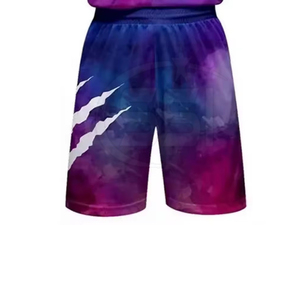 Ensemble d'uniformes de basketball 2026 – Impression par transfert thermique, couleurs personnalisées, dégradé violet-bleu, motif griffe, polyester respirant, pour hommes - Product Image 4