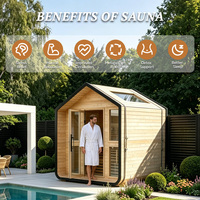 Cabaña de sauna de desarrollo permitido con certificación UKCA, WiFi inteligente, techo a dos aguas de madera termotratada, 230V, DDP Reino Unido, para jardín, DIY
