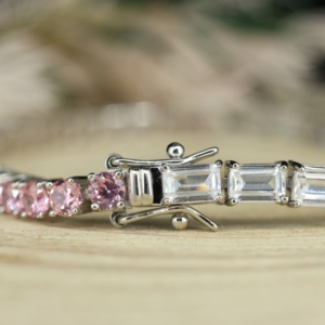 S925 Gold Plated Moissanite Engagement <b>Bracelet</b> Gradient Blue <b>Rainbow</b> Design Fashionable Accessories for Girls - Product Image 3