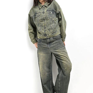 Camisa de Mezclilla a Cuadros para Mujer, Estilo Vintage, Informal, Transpirable, de Algodón Orgánico, Diseño Simple, Venta al Por Mayor - Product Image 3