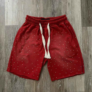 Pantalones Cortos Vaqueros Vintage Casuales para Hombre, Tejidos, Ecológicos, Transpirables, para Verano, con Cierre de Cordón, en Rosa, Rojo y Azul - Product Image 3