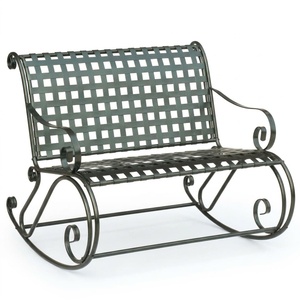 KHP European Style Wrought Iron Rocking <b>Swing</b> <b>Bench</b> Weather-Resistant Antique Metal Patio 2-Seater for Porch - Product Image 1