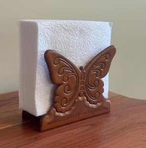 Upright Dispenser for Kitchen <b>Dining</b> Room Best Design Durable <b>Butterfly</b> Shape Acacia Wooden Napkin Holder Tissue Boxes Decor - Product Image 1