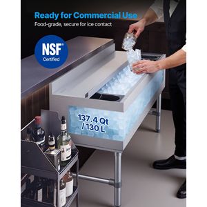 Contenitore per Ghiaccio Commerciale in Acciaio Inox, Capacità Massima 137,4 Qt, 48 X 19 X 33 Pollici, Coperchio Scorrevole, Portabottiglie per Bevande - Product Image 2