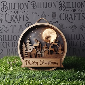Décoration Murale de Noël en Bois Imprimée en Résine 3D de 25 cm, Décoration de Noël Joyeux Noël à Suspendre pour la Maison, Vente en Gros - Product Image 2