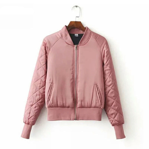 Chaqueta Bomber de Satén Personalizada para Mujer, Chaqueta Varsity con Logotipo Bordado al por Mayor, Chaqueta Ligera con Cierre, Ropa Exterior de Moda - Product Image 1