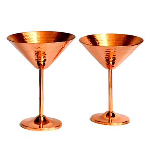 Verre à Martini en Cuivre Pur, Qualité Alimentaire Supérieure, Gobelet à Vin en Métal, Vente en Gros, Verres à Cocktail à Texture Martelée pour Bar et Mariage - Product Image 1