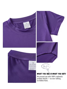 T-shirts décontractés à manches courtes et col rond pour filles, couleur unie, 100 % coton écologique, teinture unie, plusieurs couleurs, style chinois - Product Image 6