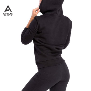 AIFRAN Sweat à capuche de sport de luxe pour femme en nylon recyclé, séchage rapide, 350g, respirant, coupe courte, vente en gros - Product Image 3